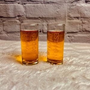 Etched shot glasses.